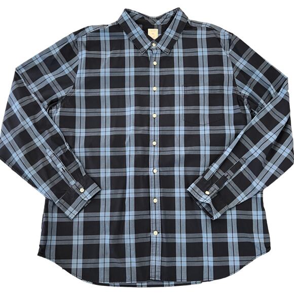 Gap Men’s Navy Blue Plaid Button Down Long Sleeve Cotton Shirt - SIZE XXXL - Picture 2 of 7